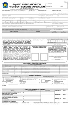 APPLICATION FOR PROVIDENT BENEFITS (APB) CLAIM .